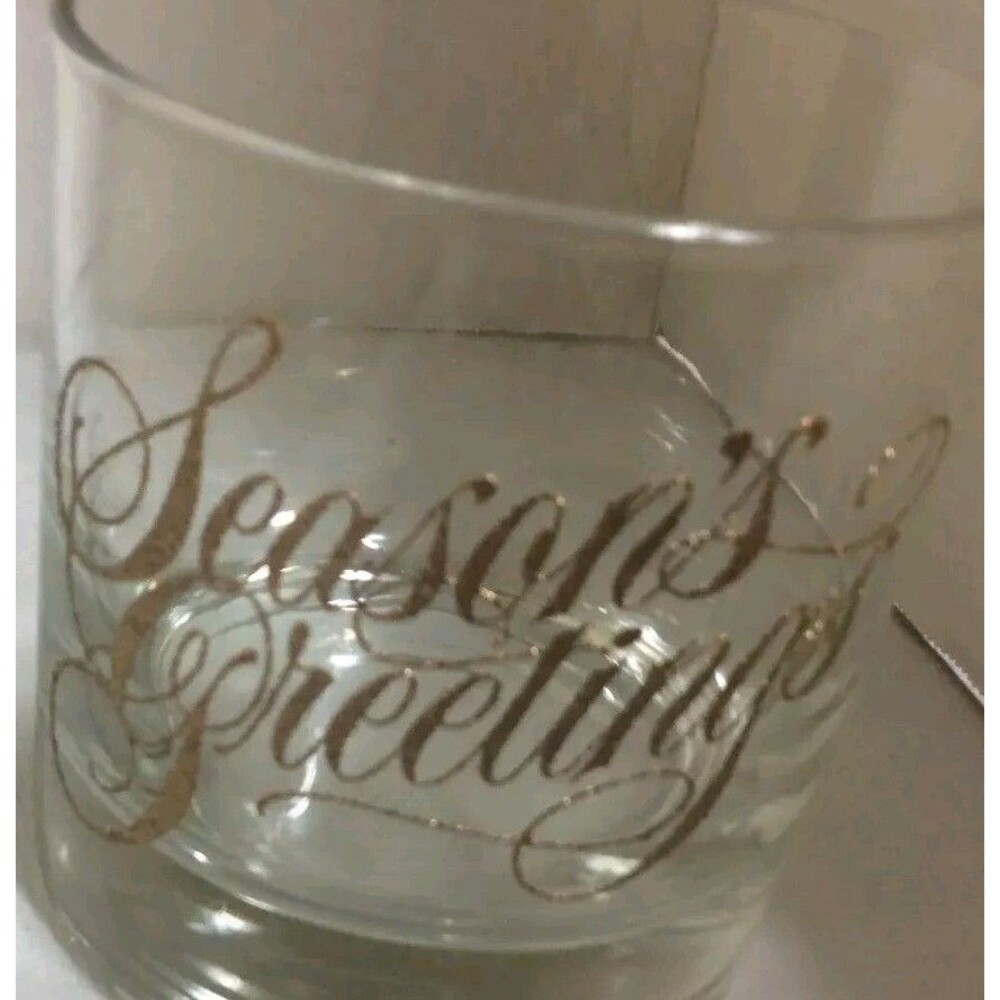Set Of 6 Glasses & Shot Glass Christmas Drinkware Boxed Vintage Seasons Greeting
